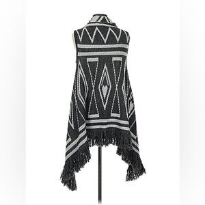 San Lorenzo | Italy Boho Wool Blend Geometric Patterned Fringe Vest Size S Small